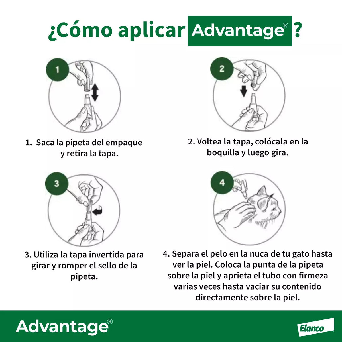 Advantage para Gatos hasta 4 kg (Pipeta 0,4 ml)