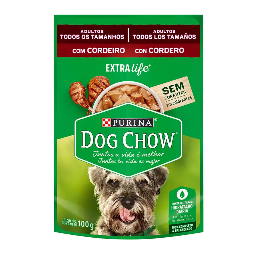 Sobre Alimento Húmedo Perro Adulto Cordero Dog Chow 100 gr