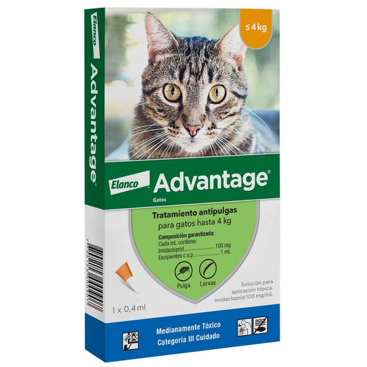 Advantage para Gatos hasta 4 kg (Pipeta 0,4 ml)