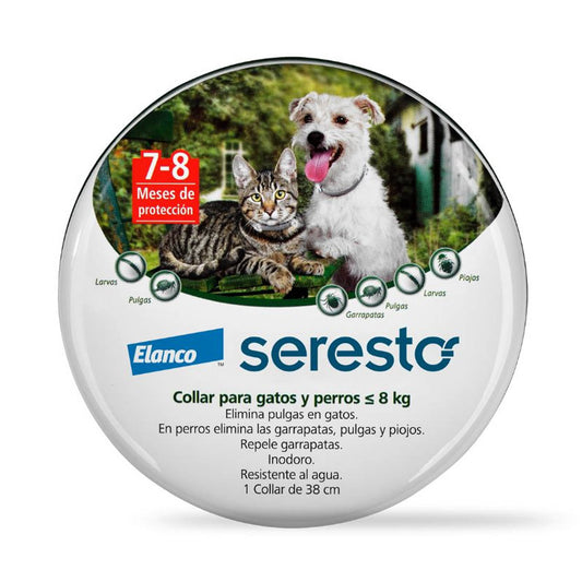 Collar Antiparasitario para gatos y perros Seresto <8 Kg