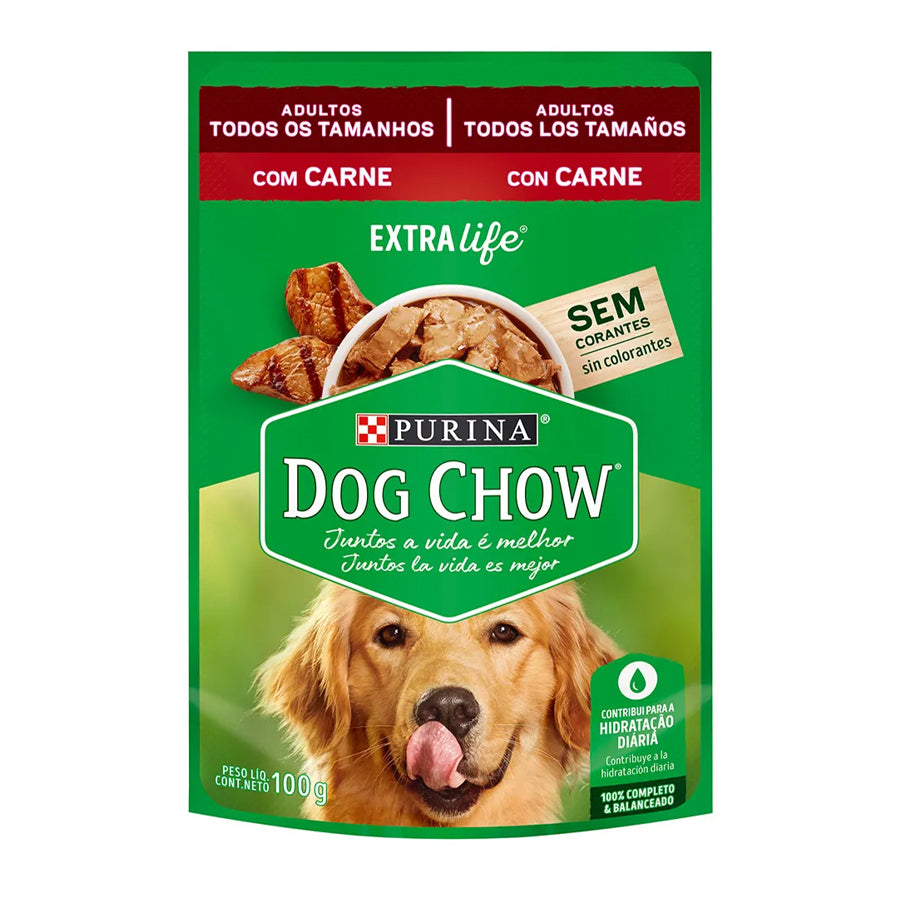 Sobre Alimento Húmedo Perro Adulto Carne Dog Chow 100 gr