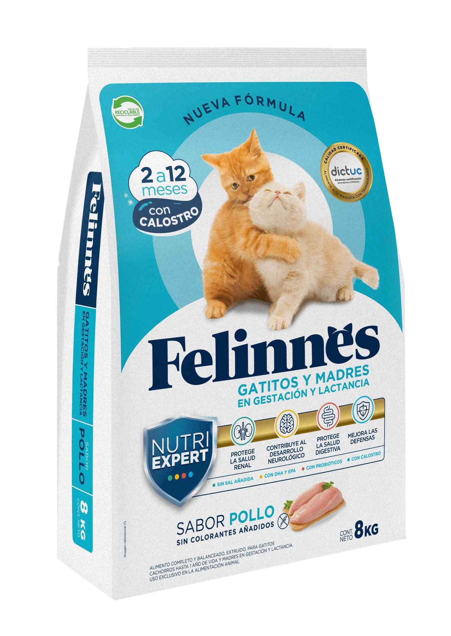 Felinnes Gatitos Y Madres En Gestacion Y Lactancia Pollo 8 Kg