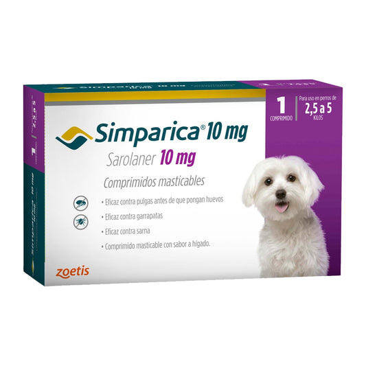Simparica 10 mg - Antiparasitario 2,5 - 5 kg