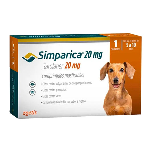 Simparica 20 mg - Antiparasitario 5 - 10 kg
