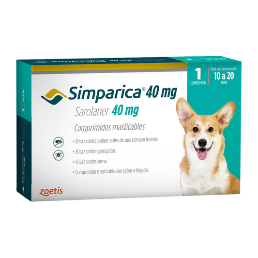 Simparica 40 mg - Antiparasitario 10 - 20 kg