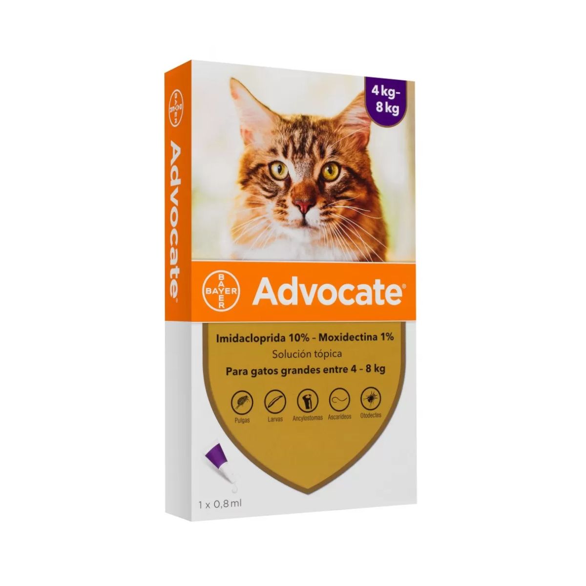 Advocate 0,8 ml para Gatos de 4 kg a 8 kg.