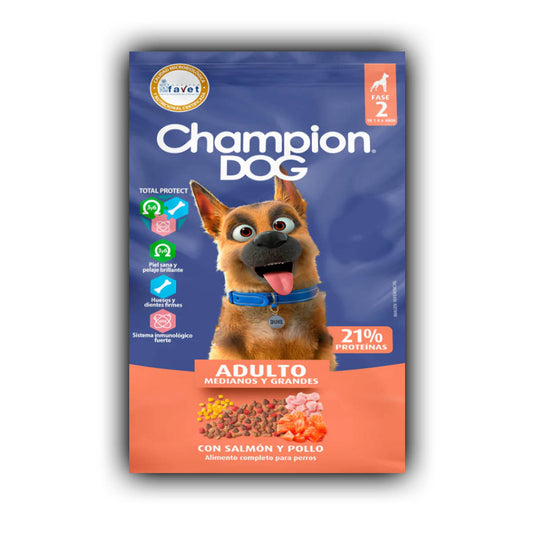 Champion Dog Adulto, Salmón y Pollo 18 Kg