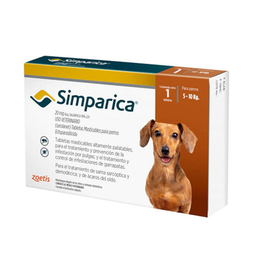 Simparica 20mg - Antiparasitario 5-10 Kg