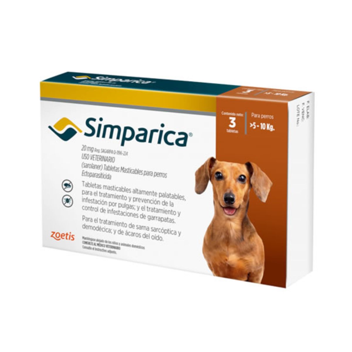 Simparica 20mg - Antiparasitario 5-10 Kg