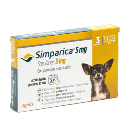 Simparica 5mg - Antiparasitario 1,3-2,5 kg