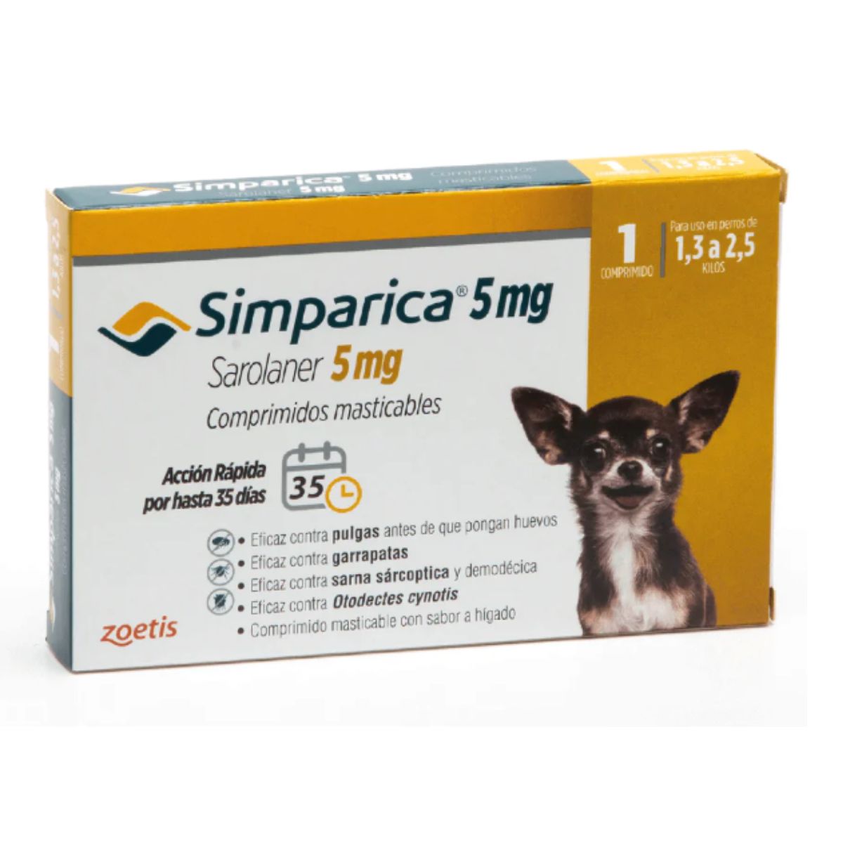 Simparica 5mg - Antiparasitario 1,3-2,5 kg